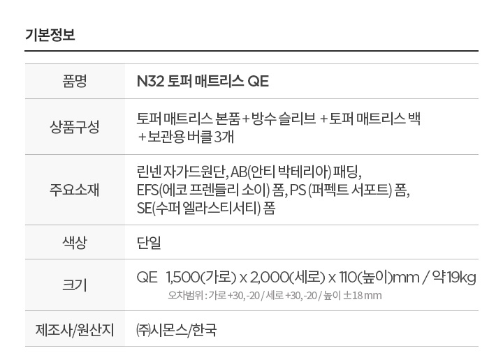 제품사이즈정보